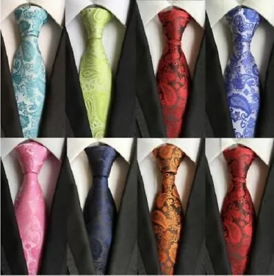 Tie Silk 100% New Necktie Wedding Floral Paisley JACQUARD WOVEN Fashion Men's • £5.49