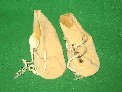 Vintage Ecru Cloth Doll Shoes- 1970s 1 1/4  X 2 1/2  New Old Stock • $15