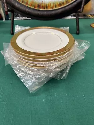 8 Mikasa Bone China  Harrow  6 1/2  Bread Plates Gold Encrusted Band • $69.99