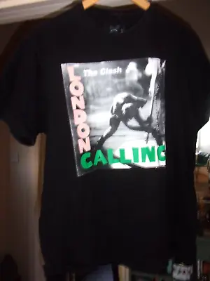 The Clash London Calling T Shirt Med Used Worn Black Punk Tee S/sleeve Cotton Vg • £19.99