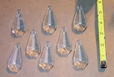 LOT Of 8 - 2-1/2  VINTAGE CLEAR CHANDELIER CRYSTAL PRISMS PENDANT DROPS PD-3001 • $15.99