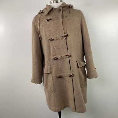 Vintage Tan Hooded Duffle Coat Made In USA • $75