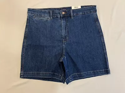 $14 • Buy Charter Club Women’s Stretch Dark Blue Casual   Comfort Denim Shorts Sz 16 NWT