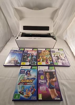 Boxed XBOX 360 Kinect Sensor Bar + Games Bundle - Tested And Working  • $43.21