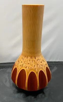 Vintage Hand Carved Bamboo 7” Vase Made In Hawaii • $28.98