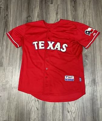 Michael Young 2010 Texas Rangers World Series Men's Alt Red Jersey Sized Large • $76.99