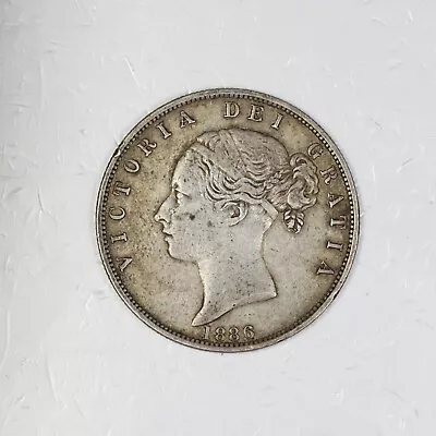 1886 Silver Half 1/2 Crown UK Young Victoria NICE! • $36