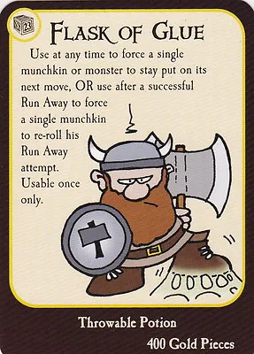 Munchkin Quest NEW Promo Treasure Card Flask Of Glue Throwable Potion Zombie • $9