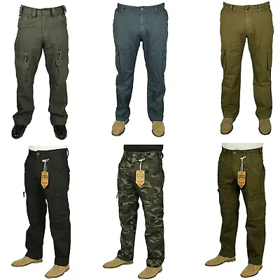Kam Mens King Size Army Camouflage Casual Combat Cargo Hunting Walking Trousers • £15.74