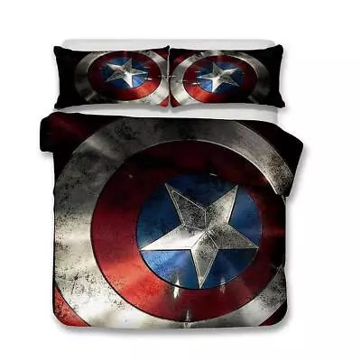 Pattern Marvel The Avengers Captain America Quilt Duvet Cover Set King Children • $63.99