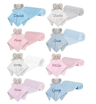 Personalised Embroidered Baby Blanket And Comforter New Baby Gift Set For Babies • £15.95