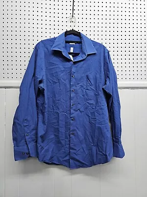 Van Heusen Fitted Long-Sleeved Button-Down Shirt Men's 16.5 (Blue) • $13.50