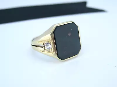 Antique Art Deco Era Larter & Sons 10K Gold Bloodstone & Spinel Mens Ring 8.5 Sz • $1695