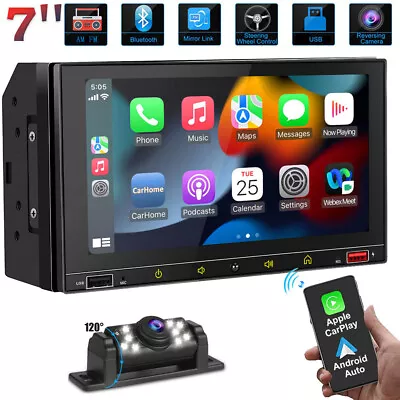 7'' Double 2 Din Car Stereo Bluetooth Player FM AM Radio Carplay USB Charging • $129.90