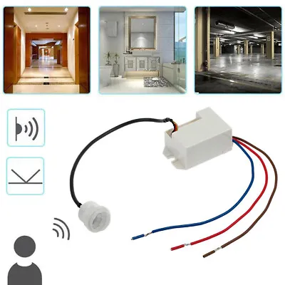 UK Mini PIR Motion Detector For Installation 230V AC Max. 800W Movement Sensor • £9.86