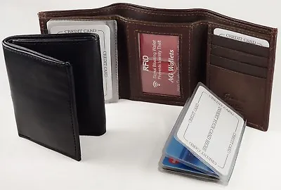 RFID Mens Trifold Wallet - Scan Proof Wallet Insert Multi Card Holder Leather • $18.18