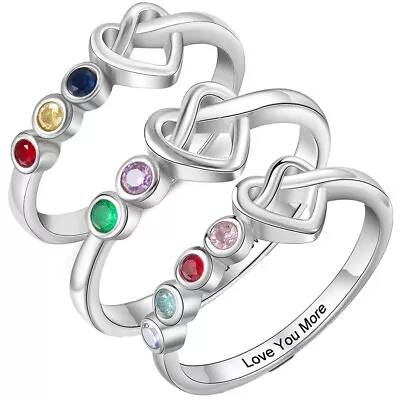 Personalise Family 2-4 Kid Birthstone Ring For Mother Women BFF Anniversary Gift • $10.62