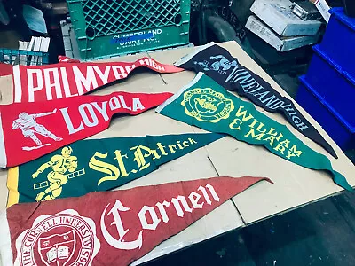 Vintage Lot Of 6 High School And College Pennants From The 60's • $79.99