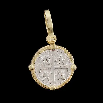 Atocha Sunken Treasure Jewelry - Small Silver Coin Pendant With Four Point Frame • $65.95