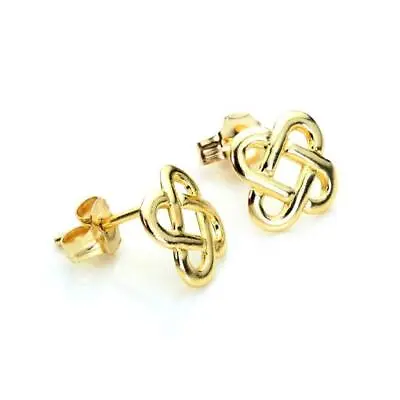 9ct Yellow Gold Square Celtic Knot Stud Earrings / Studs • £39