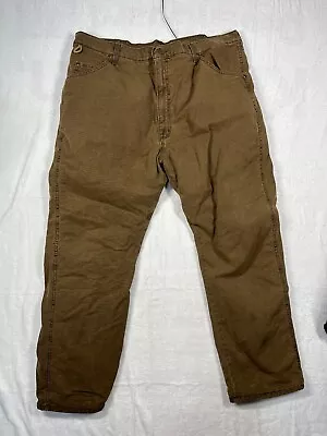 Wrangler Rugged Wear Jeans Men's Size 42 X 32 Brown Insulated Work Pants NICE • $24.99