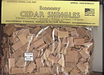 Shingles -Butt Square End #50 Split Wood 1000pcs 1/12 Scale Dollhouse Made USA • $49.95