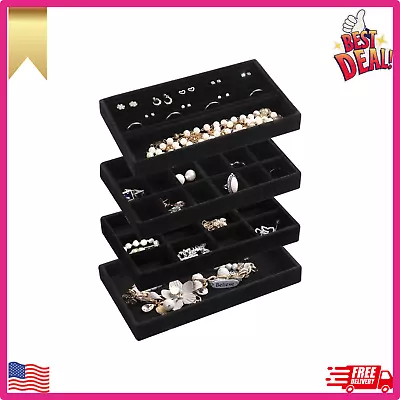 Jewelry Organizer TrayStackable Velvet Jewelry TraysDrawer Inserts Earring Org • $24.76