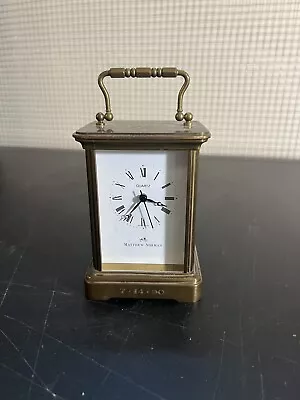 Matthew Norman Vintage Miniature Brass Carriage Quartz Clock Swiss Made Works • $85