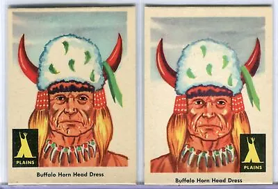 1959 Fleer Indian Trading Cards - Buffalo Horn Head Dress #19 & Variant • $26.84