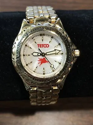 Vintage Collectible TETCO Advertising Quartz Watch Gold Tone Pegasus Logo • $15.99