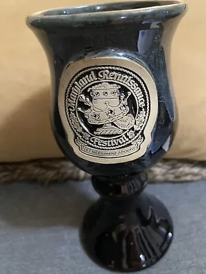 Maryland Renaissance Festival 1998 Black Drip Glaze Pottery Goblet • $7.99