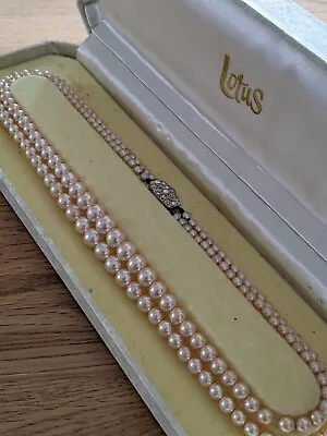 Vintage Lotus Pearls Double Strand In Original Box • £10