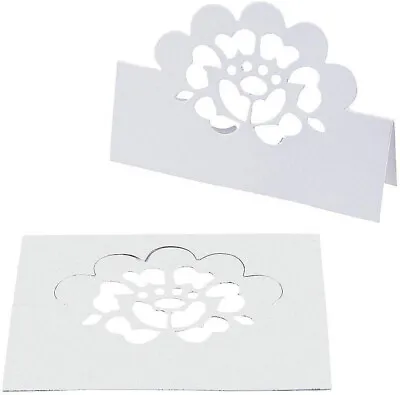 Lace Flower Die-cut PlaceCards - 24 Pc - Size: 3 X 3 3/4 Inch - Cardstock - New • £1.89