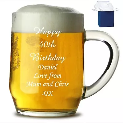 Personalised Engraved Pint Glass Tankard 18th 21st 30th Birthday Free Gift Box • £10.95