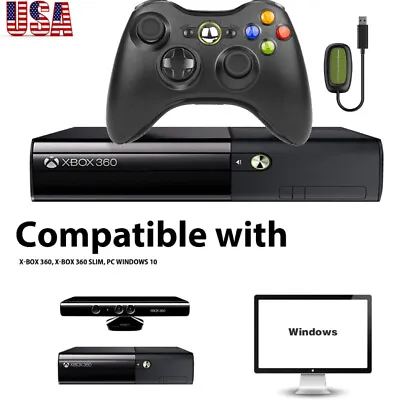 $12.89 • Buy Wireless Controller For Xbox 360/Slim/Windows 11/10 Joystick With Receiver Shock