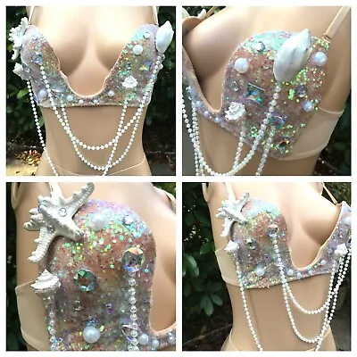 Mermaid Frosted Rave Bra Rave Clothes Rave Outfit Theatre Rave BrasEDC  • $99.75