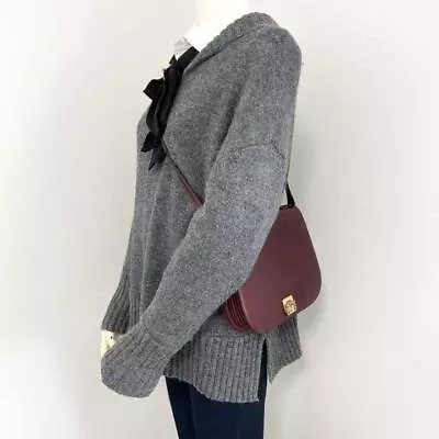 Vintage Old Celine Leather Bordeaux Shoulder Bag Handbag 2way For Present JAPAN • $250