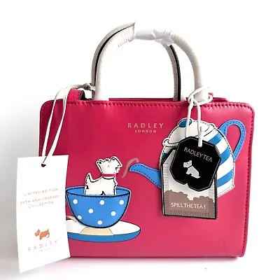 RADLEY The Anniversary Minis - Spill The Tea Small Red Leather Multiway Bag -New • £139