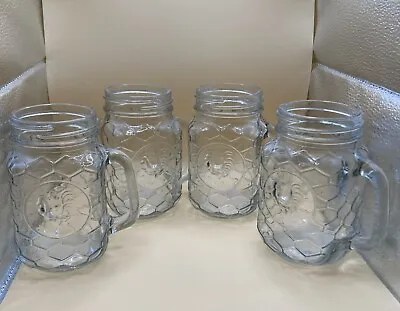 Circleware Set Of 4 Chicken Wire Rooster Glassware  Mason Jar Mugs 16 Oz • $39.99