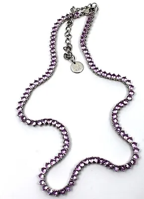 Lab Created  Pink Sapphire Tennis Necklace In Sterling Silver • $88.99