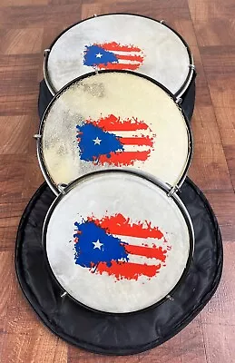 Plenera Drums Set Of 3 Drums With Carry Bag-And Puerto Rico Flag. (DISCOUNTED) • $45