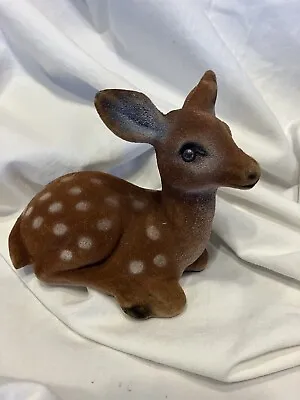 Vintage Fuzzy Flocked Spotted Deer Figure 4 1/2”x 5 1/2” • $9.99