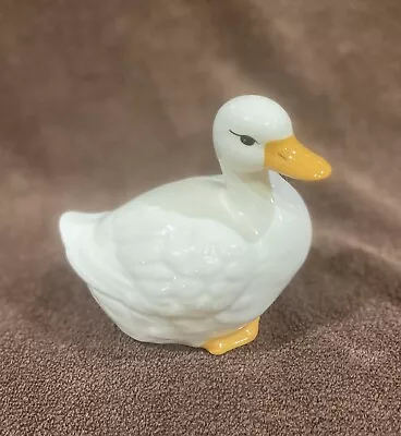 Pre Owned Vintage Elegant Porcelain Ceramic White Duck W/ Yellow Beak Figurine • $26