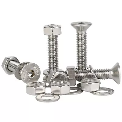 £4.83 • Buy M2 M2.5 M3 M4 Socket Countersunk Screws + Hex Nuts & Washers Kit Stainless Steel