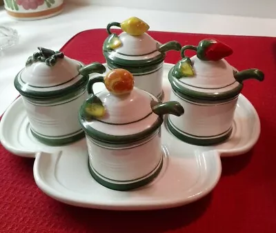 Handpainted Vintage Jelly Jar Condiment Set Costa Made In Italy 79104  • $34.30