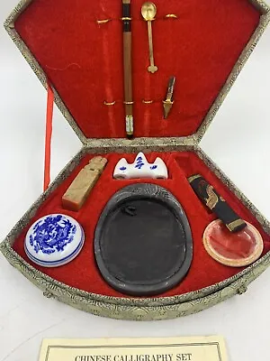 Vintage Chinese Calligraphy Set In Case Missing Pieces • $34