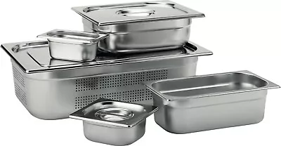 Gastronorm Pan Stainless Steel Pro Gastro Container Tray Bain Marie Food Pot Lid • £35.95