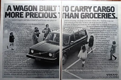 Print Ad 1977 Volvo Station Wagon Car Automobile European Family Kids 2 Page Vtg • $6.95