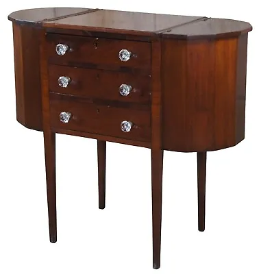 Antique Martha Washington Mahogany Spool Sewing Cabinet Chest Side Table Stand • $595