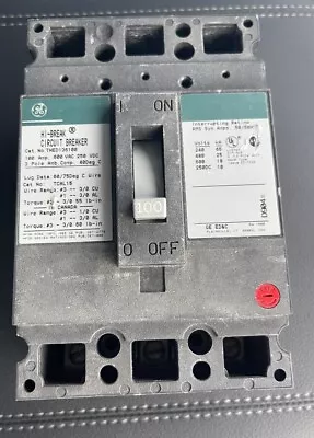 GE THED136100 Molded Case Circuit Breaker 3 Pole 100 Amp 600V New! • $225